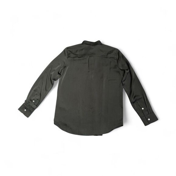 J Crew Factory Women's Drapey Black Satin Button-Up Top Size XXS NWT BV927 - Picture 2 of 6